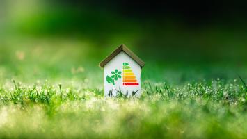 Une maison miniature dans l'herbe 