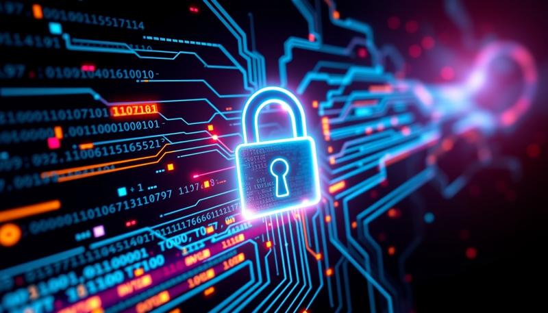 Un hologramme représentant un cadenas dans un système informatique